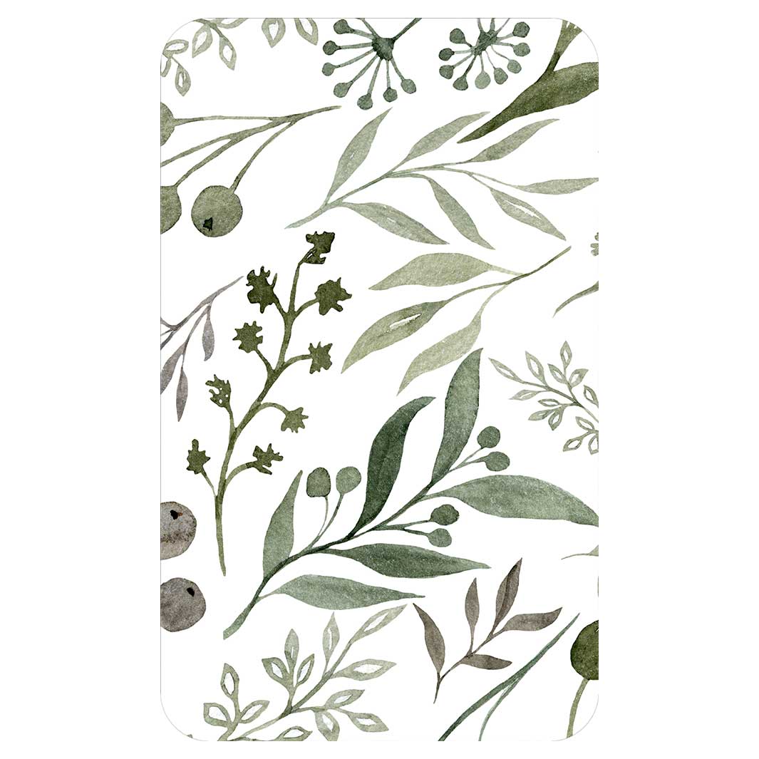 WATERCOLOUR GREEN LEAVES KITCHEN TOWEL