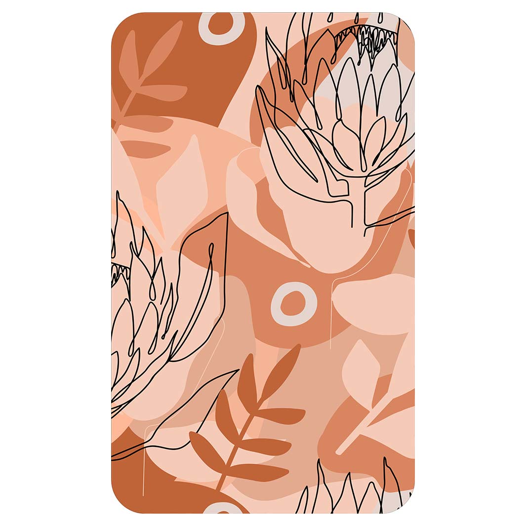 PROTEA LINE ART ON ABSTRACT NEUTRAL DESIGN KITCHEN TOWEL