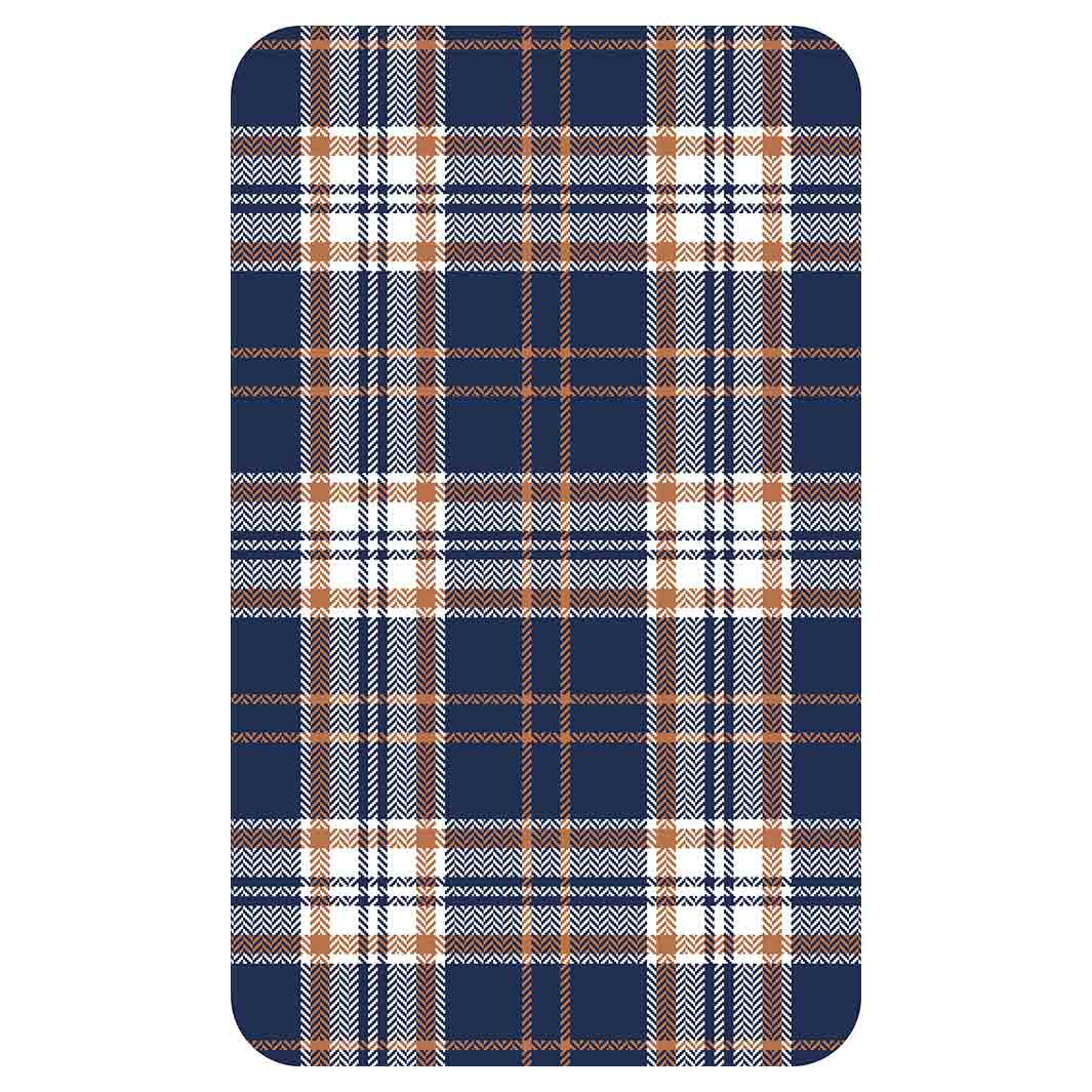 NAVY AND GOLD PLAID PATTERN KITCHEN TOWEL