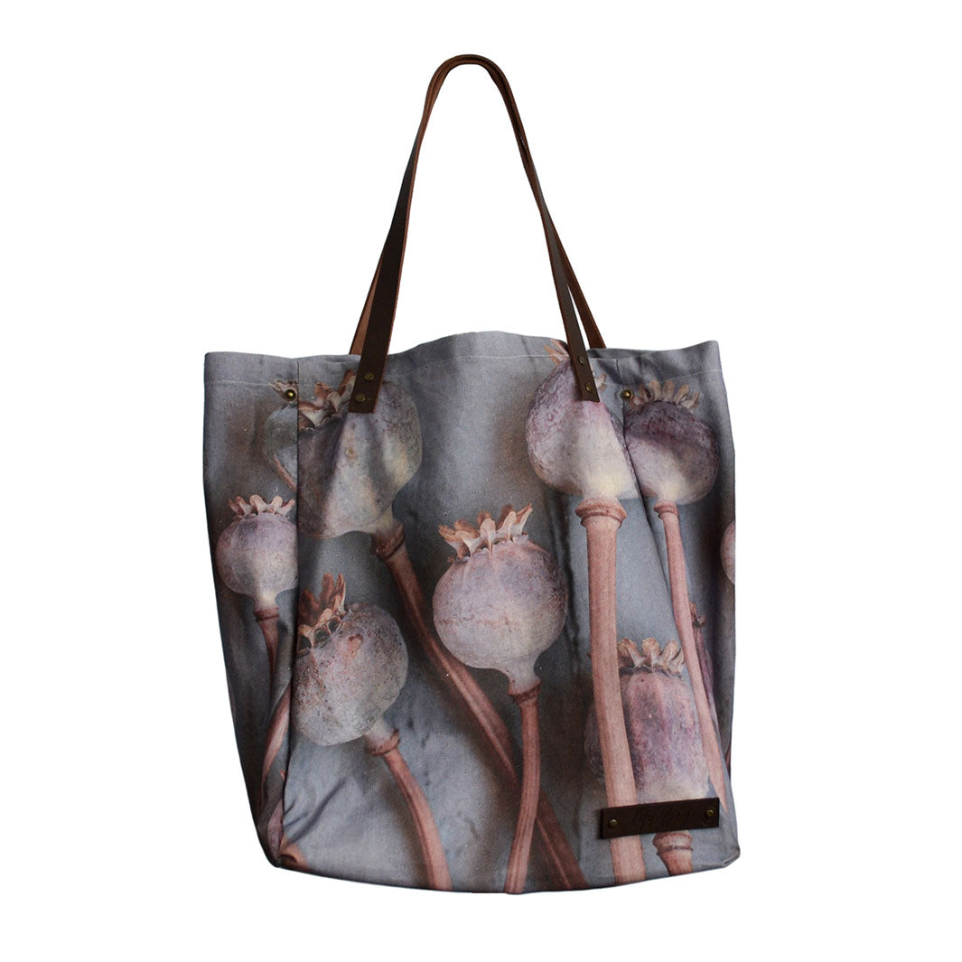NATURAL PURPLE GIANT POPPY SEEDS ON GREY MY BAG