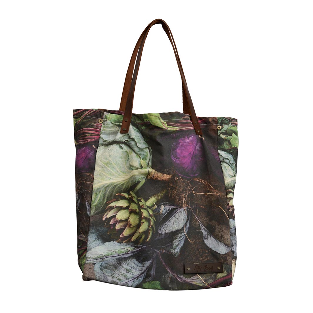 NATURAL GREEN AND PURPLE VEGETABLE AND LEAVES MY BAG