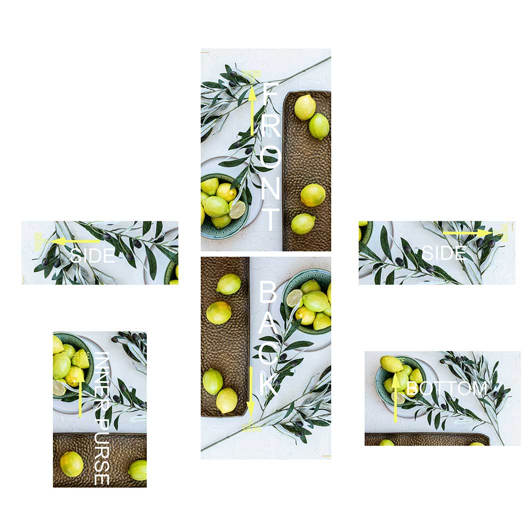 NATURAL YELLOW OLIVE LEAVES AND LEMONS ON WHITE MY BAG