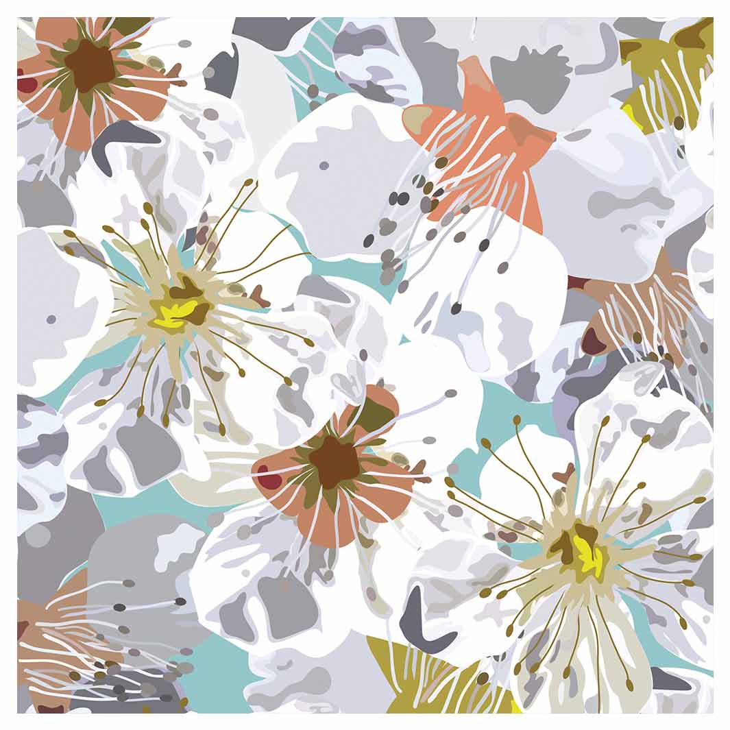 ABSTRACT FLOWERS GREY AND ORANGE PATTERN MAKE-UP BAG