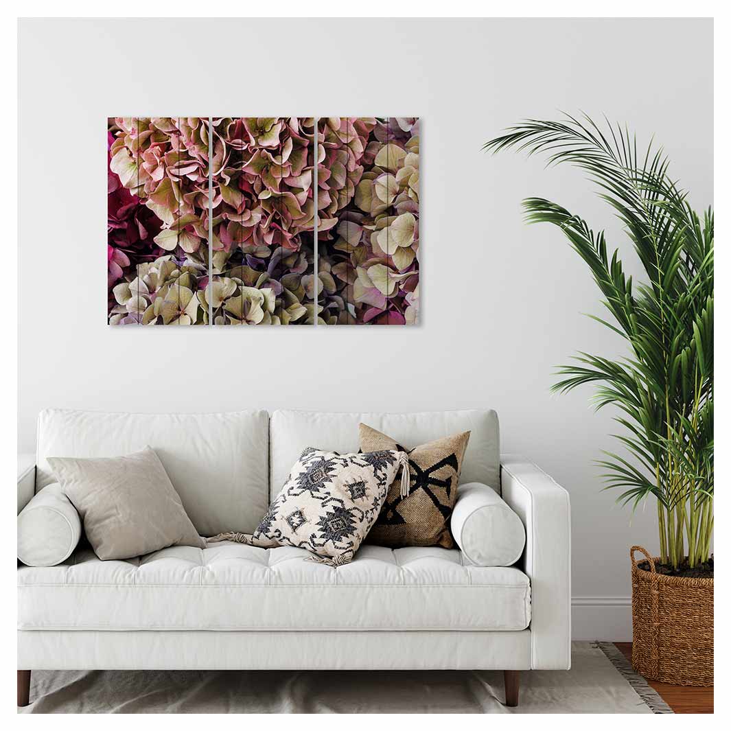 HYDRANGEA DEEP FLORAL TONES MDF 3 PIECE COLLAGE