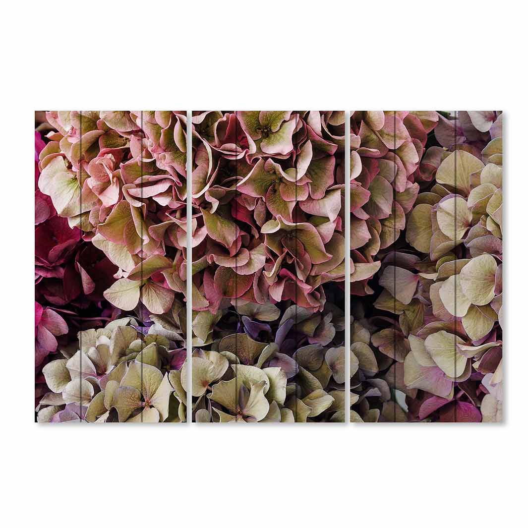 HYDRANGEA DEEP FLORAL TONES MDF 3 PIECE COLLAGE