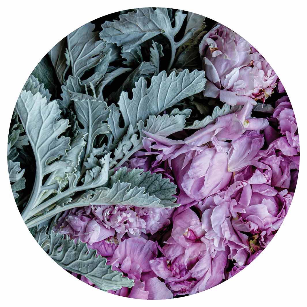 FLORAL SILVER LEAVES WITH PINK PEONIES MOUSEPAD