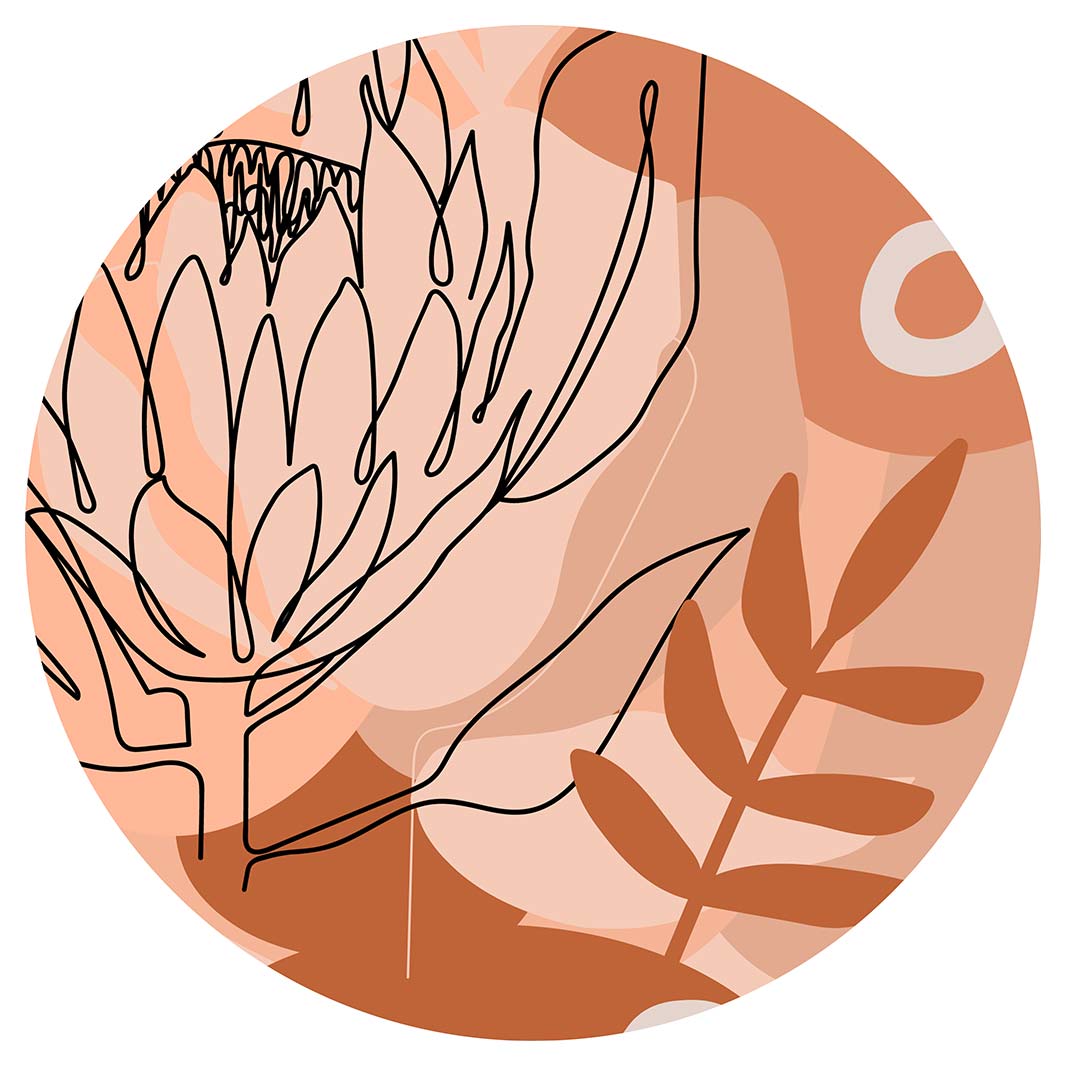 PROTEA LINE ART ON ABSTRACT NEUTRAL DESIGN MOUSEPAD