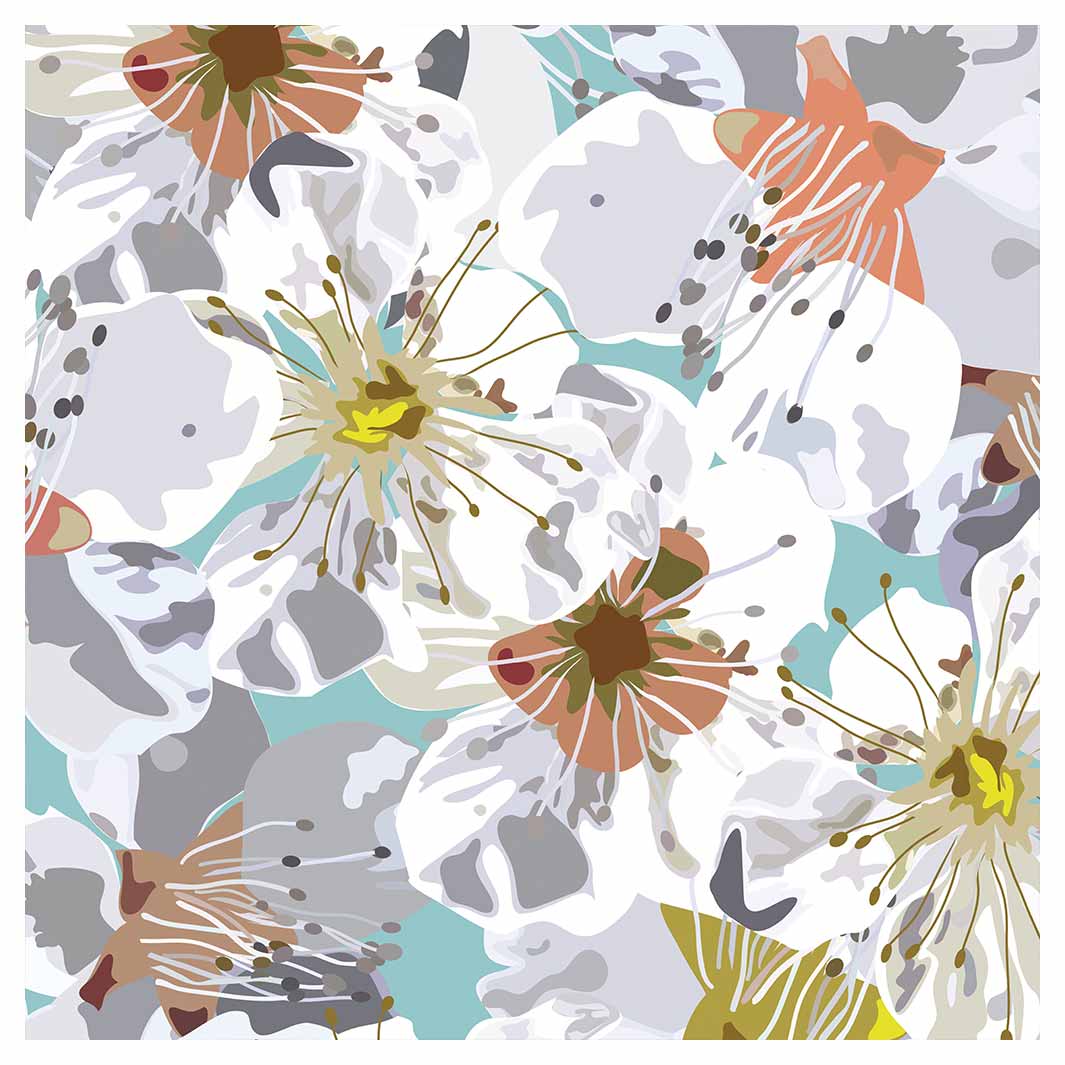 ABSTRACT FLOWERS GREY AND ORANGE PATTERN NAPKIN
