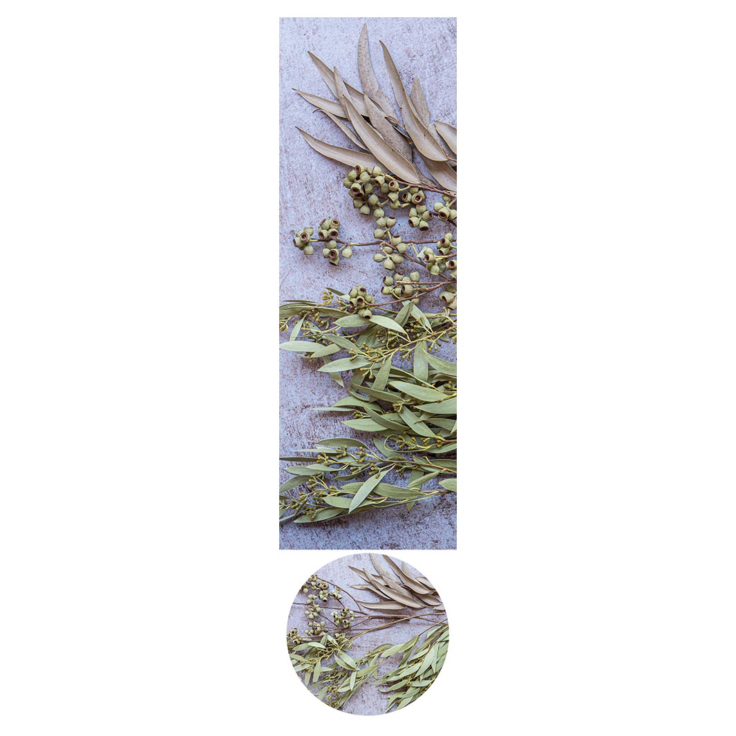 LEAVES BROWN NATURAL AMBERNUTS WITH GREEN FOLIAGE ROUND OTTOMAN