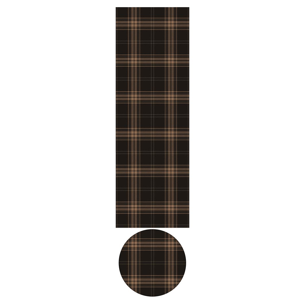 DARK BROWN PLAID PATTERN OTTOMAN