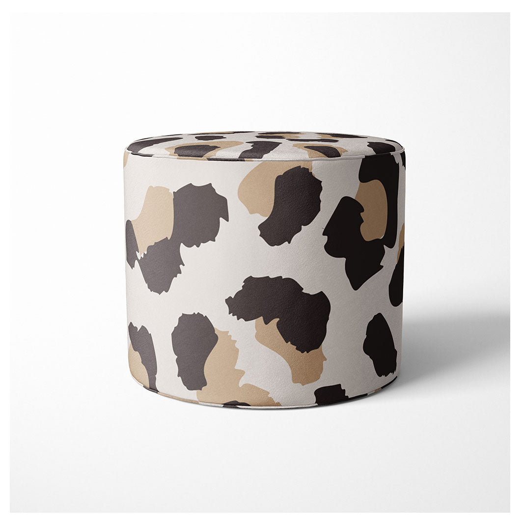 KIDS NATURAL BROWN LEOPARD PRINT OTTOMAN