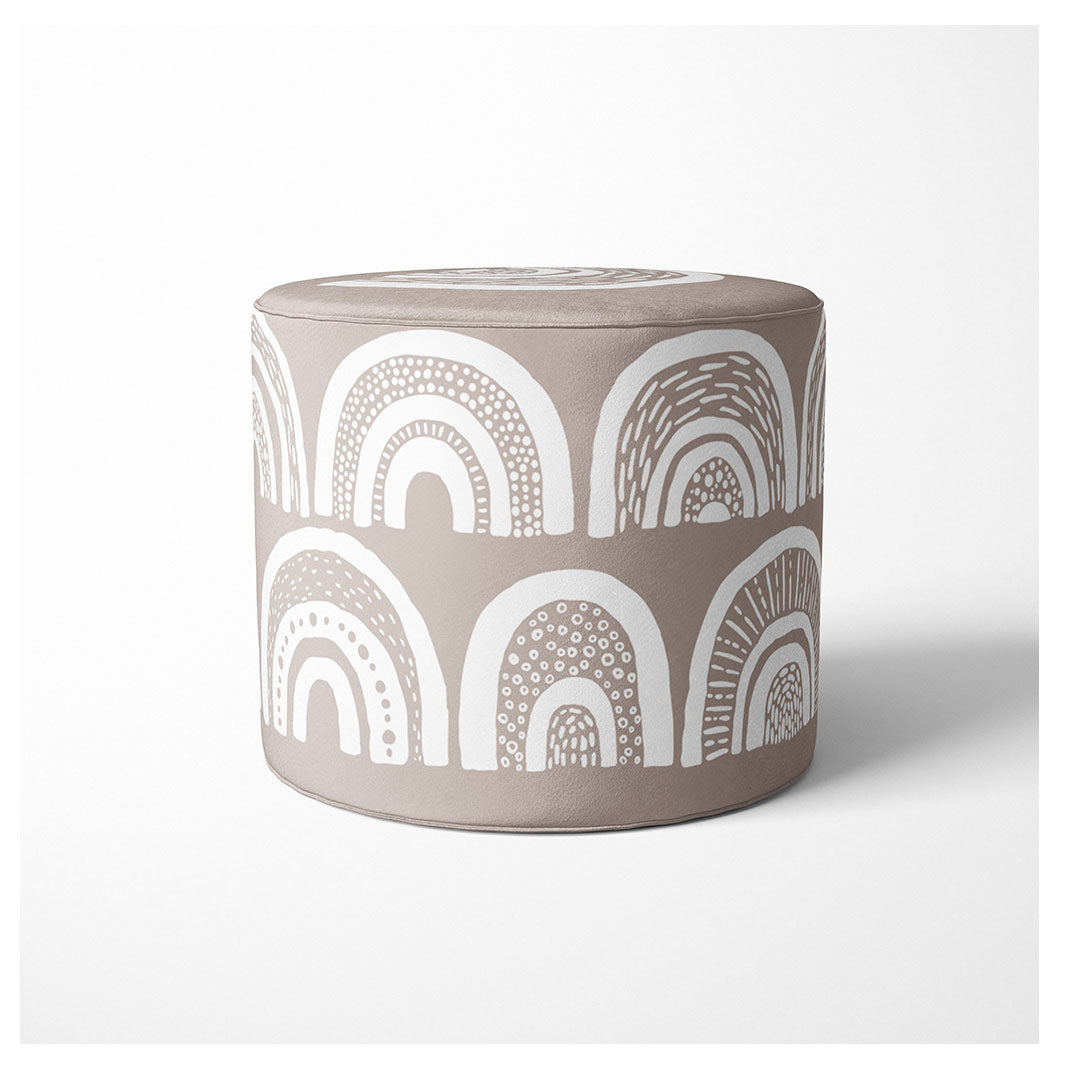 KIDS WHITE RAINBOW PATTERN OTTOMAN