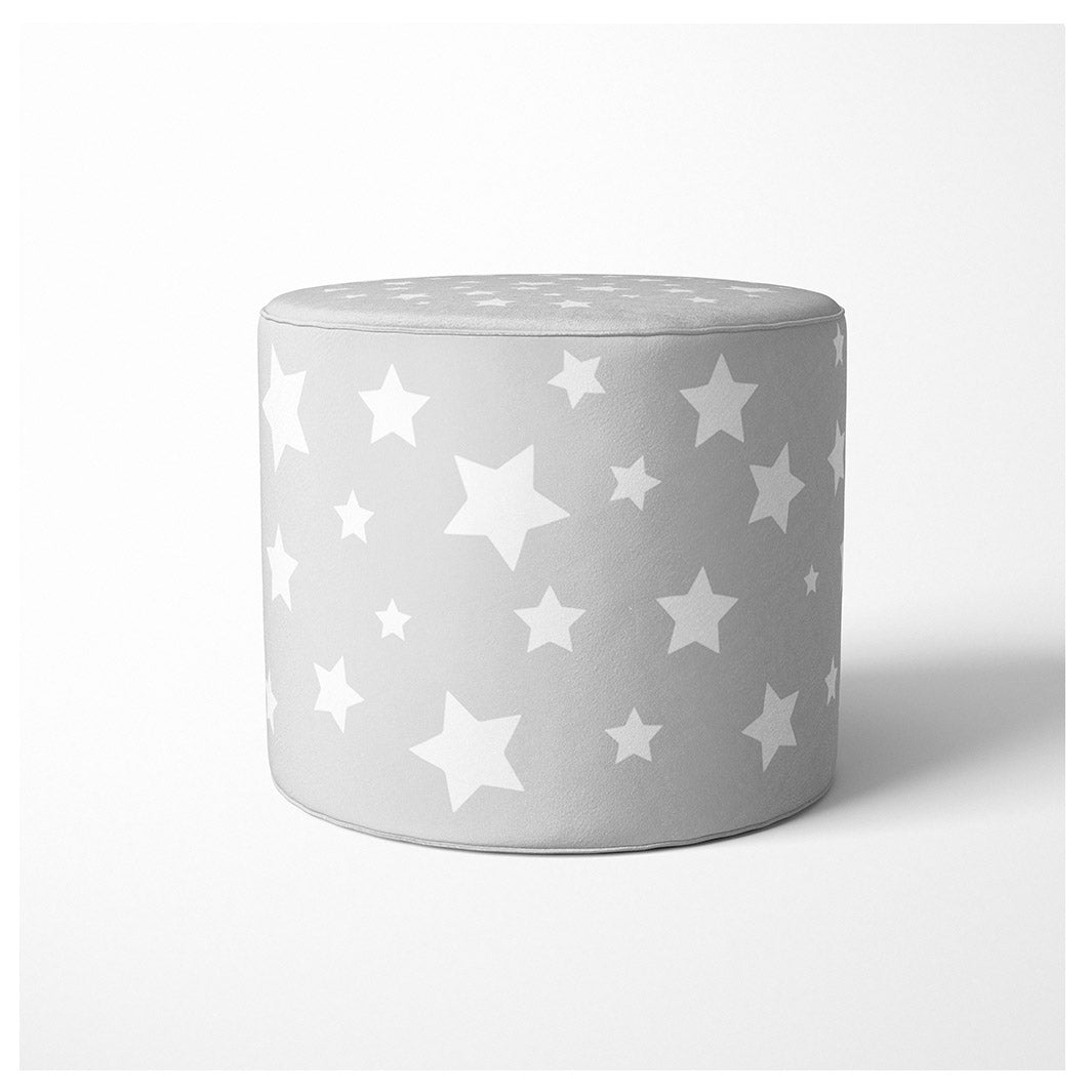 KIDS GREY WHITE STARS PATTERN OTTOMAN