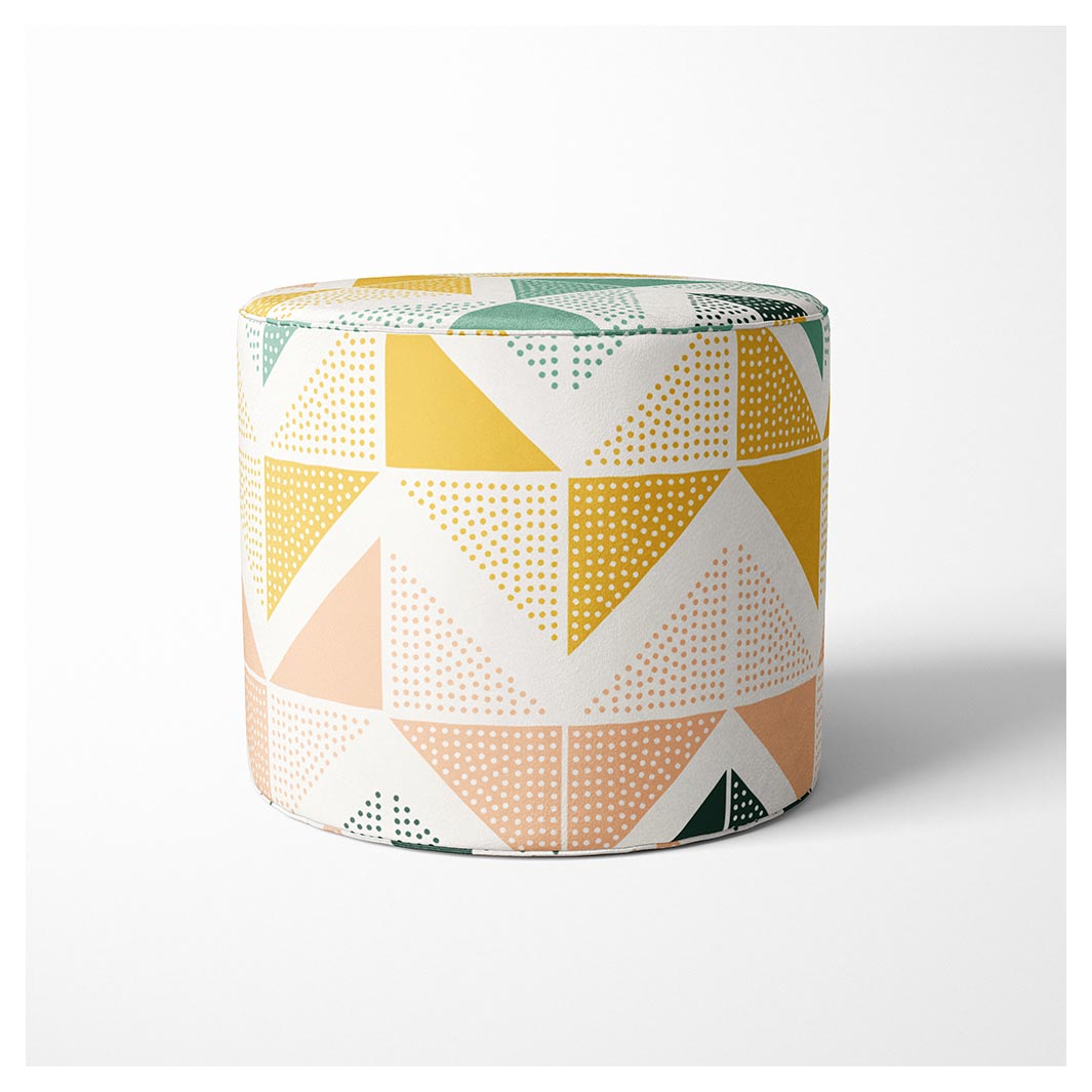 KIDS MULTICOLOUR GEOMETRIC TRIANGLE PATTERN OTTOMAN