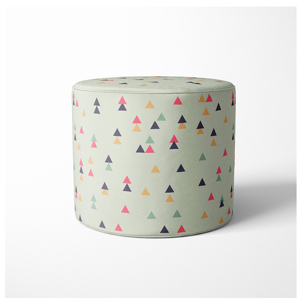 KIDS GREEN MULTI COLOUR TRIANGLE PATTERN OTTOMAN