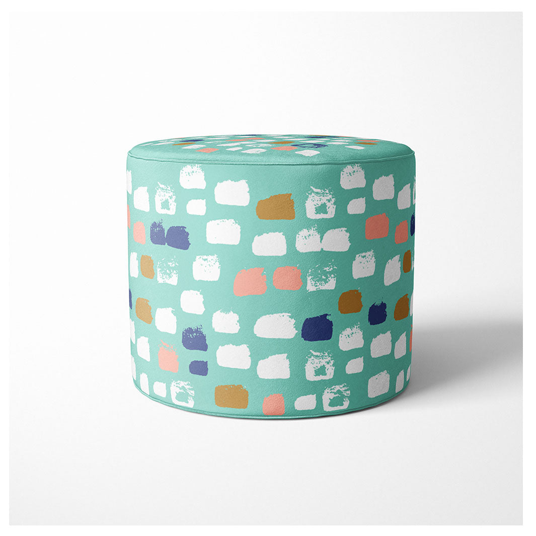 KIDS BLUE PAINT BRUSH PATTERN OTTOMAN