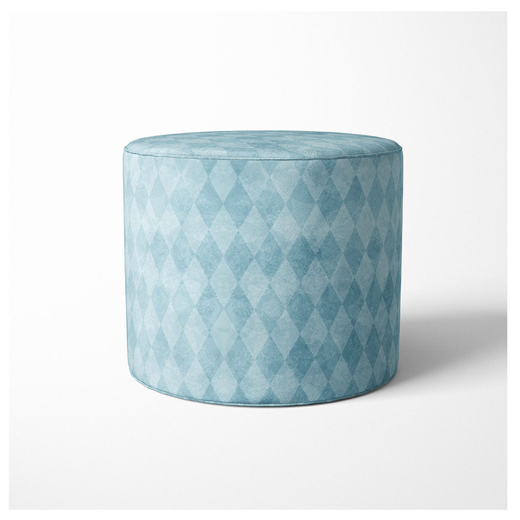 KIDS BLUE DIAMOND PATTERN OTTOMAN