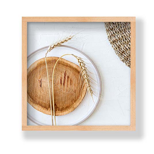 NATURAL BEIGE WHEAT ON WOOD AND WHITE PINE BOX