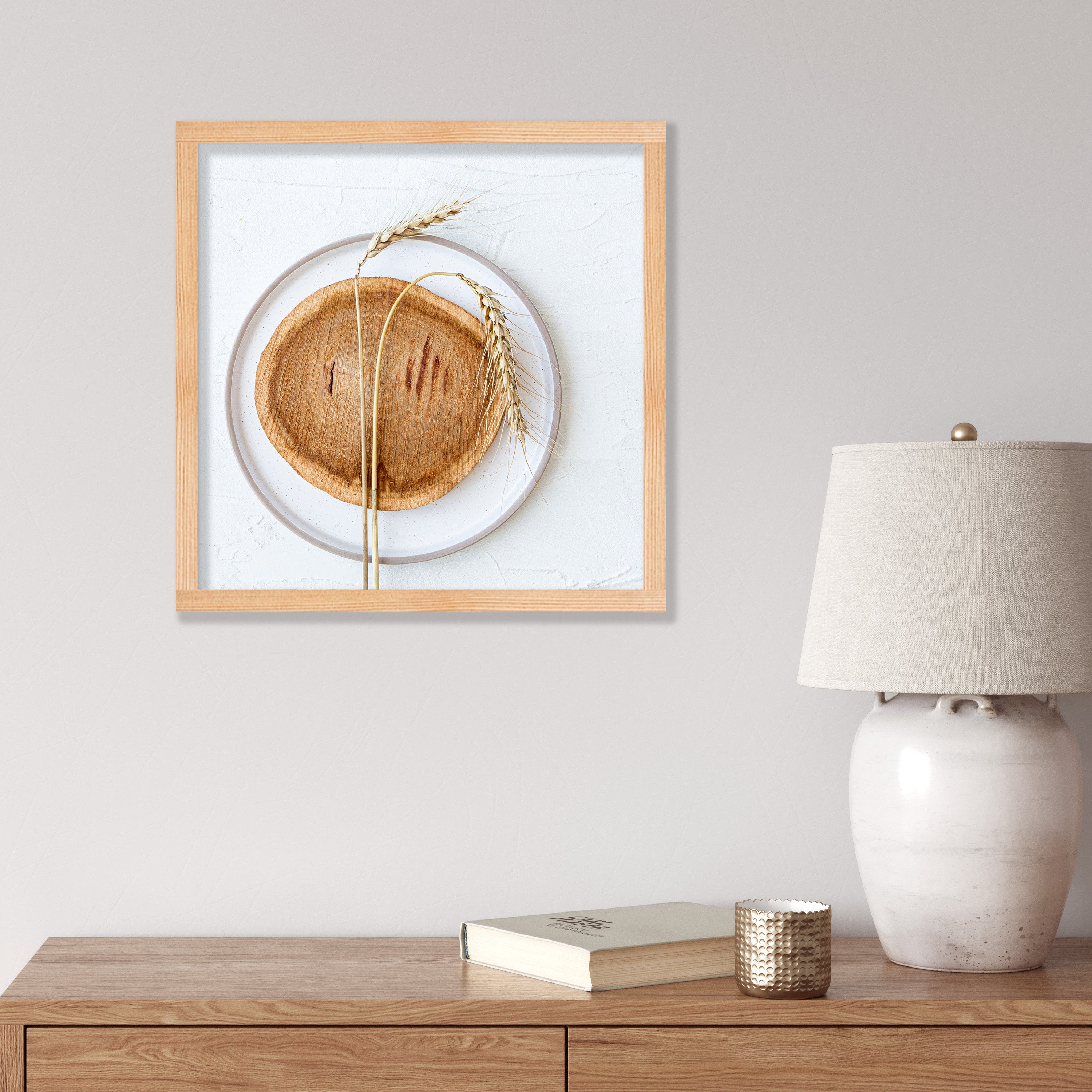 NATURAL WHEAT ON WOOD AND WHITE PINE BOX