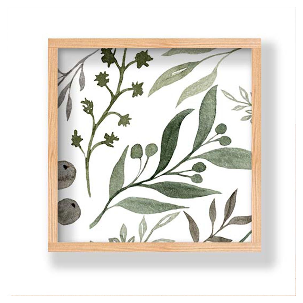 WATERCOLOUR GREEN LEAVES PINE BOX