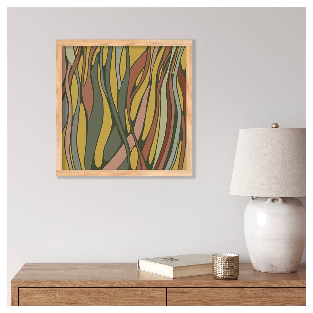 WAVY LINE ART MUSTARD AND PINK PINE BOX