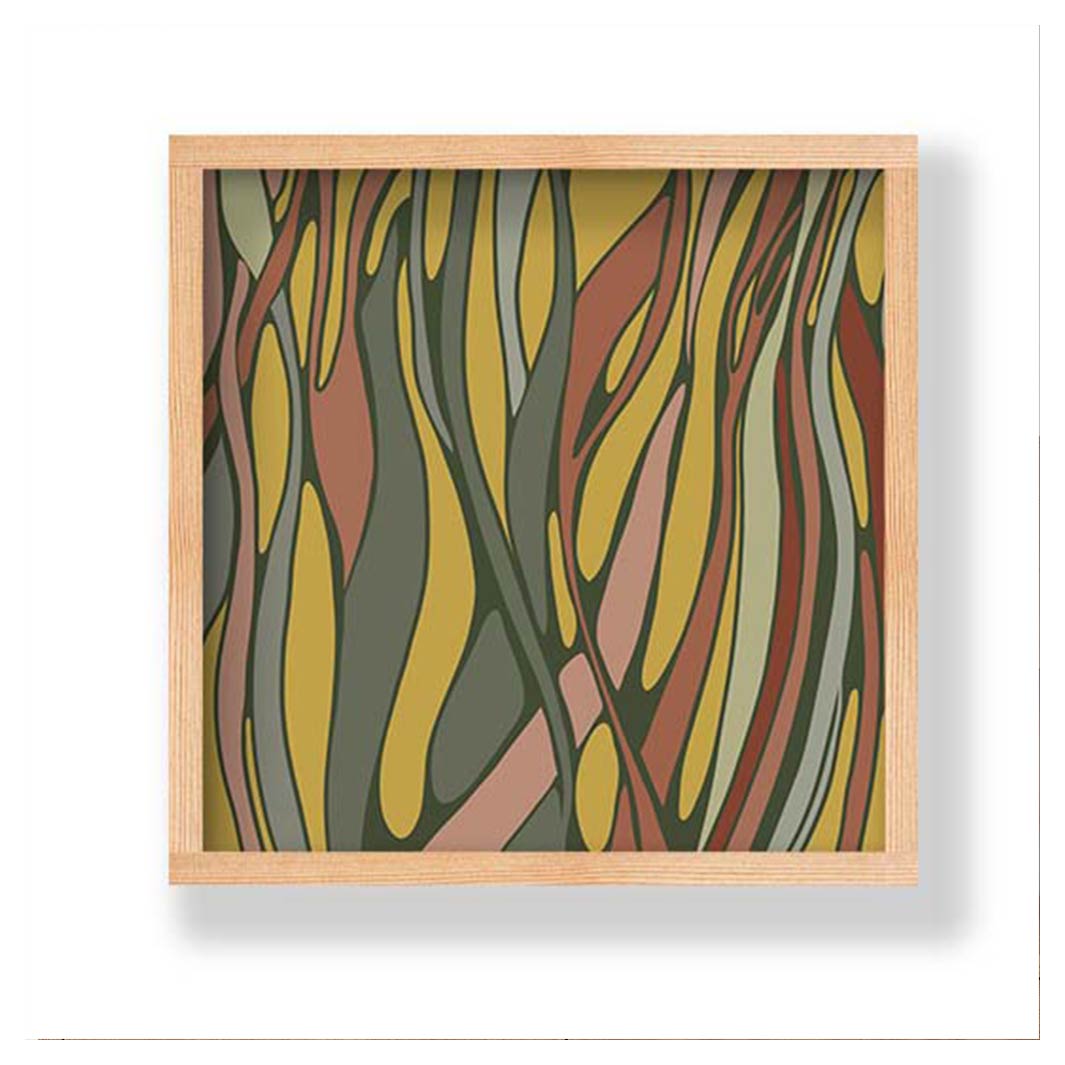 WAVY LINE ART MUSTARD AND PINK PINE BOX