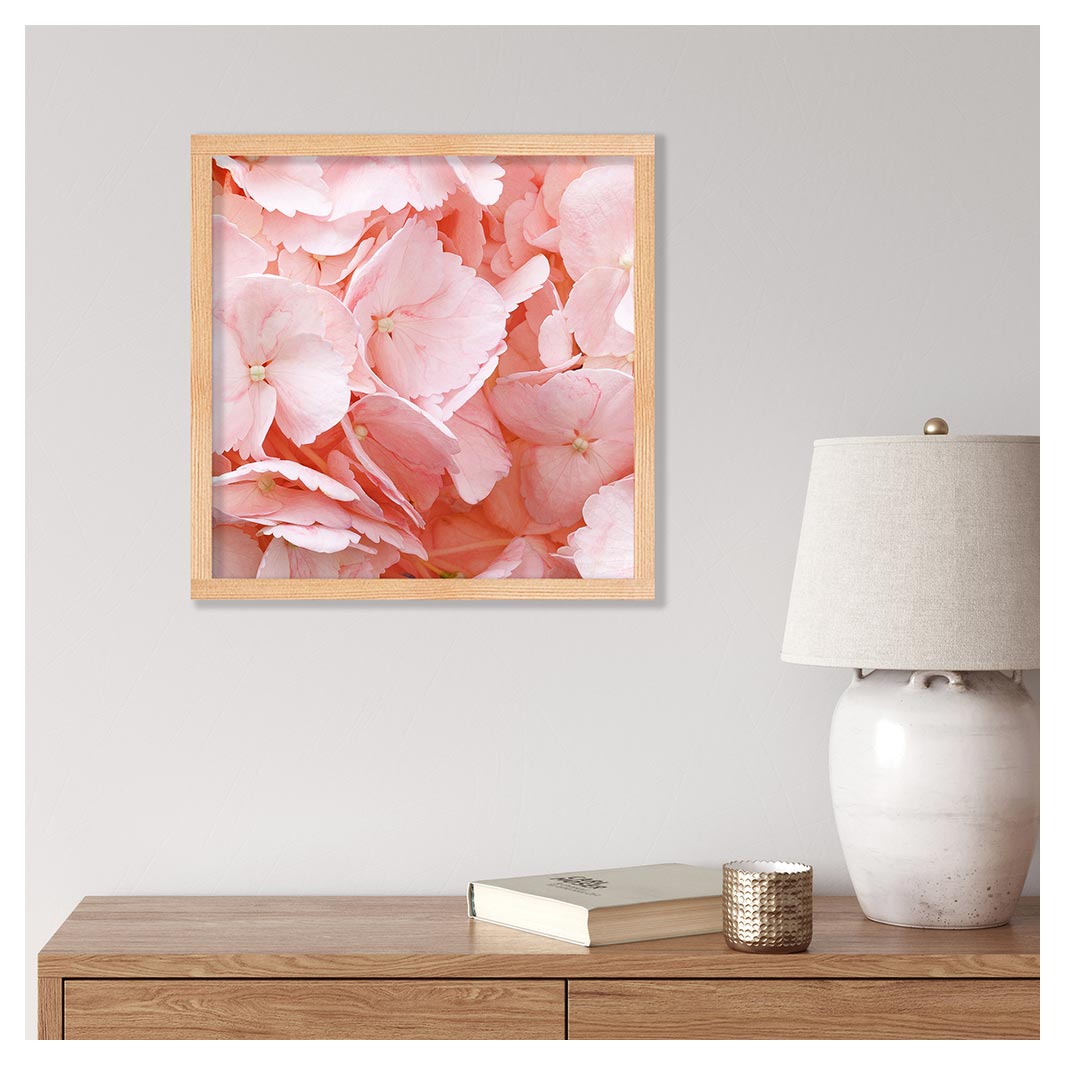 HYDRANGEA SOFT PINK LEAVES PINE BOX