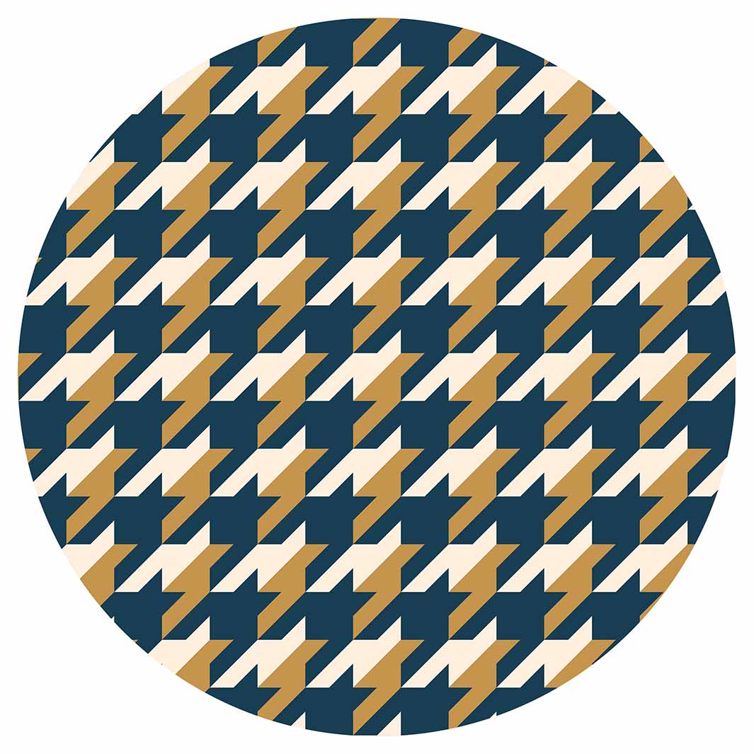 HOUNDSTOOTH BLUE AND GOLD POT STAND
