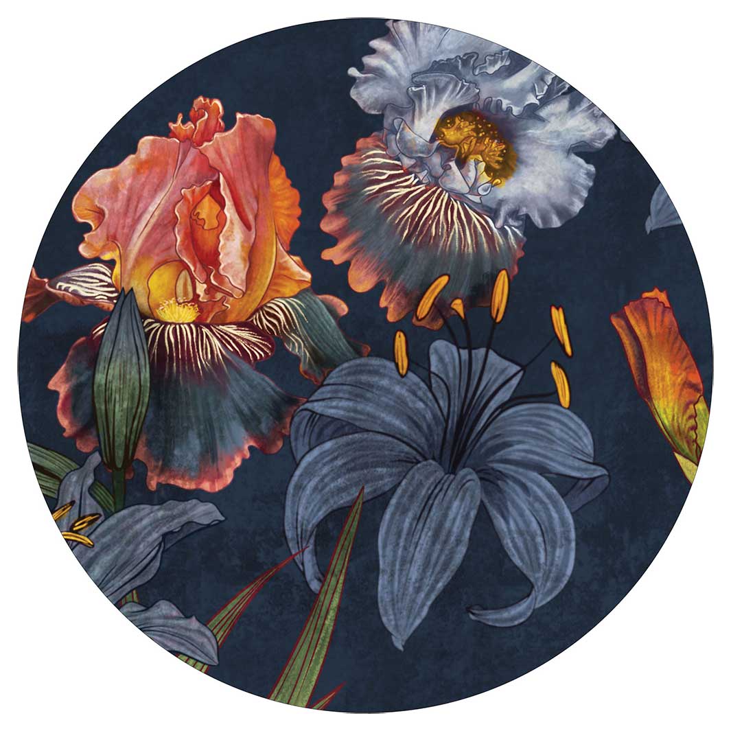 FLORAL NAVY LILIES AND IRIS PAINTING POT STAND