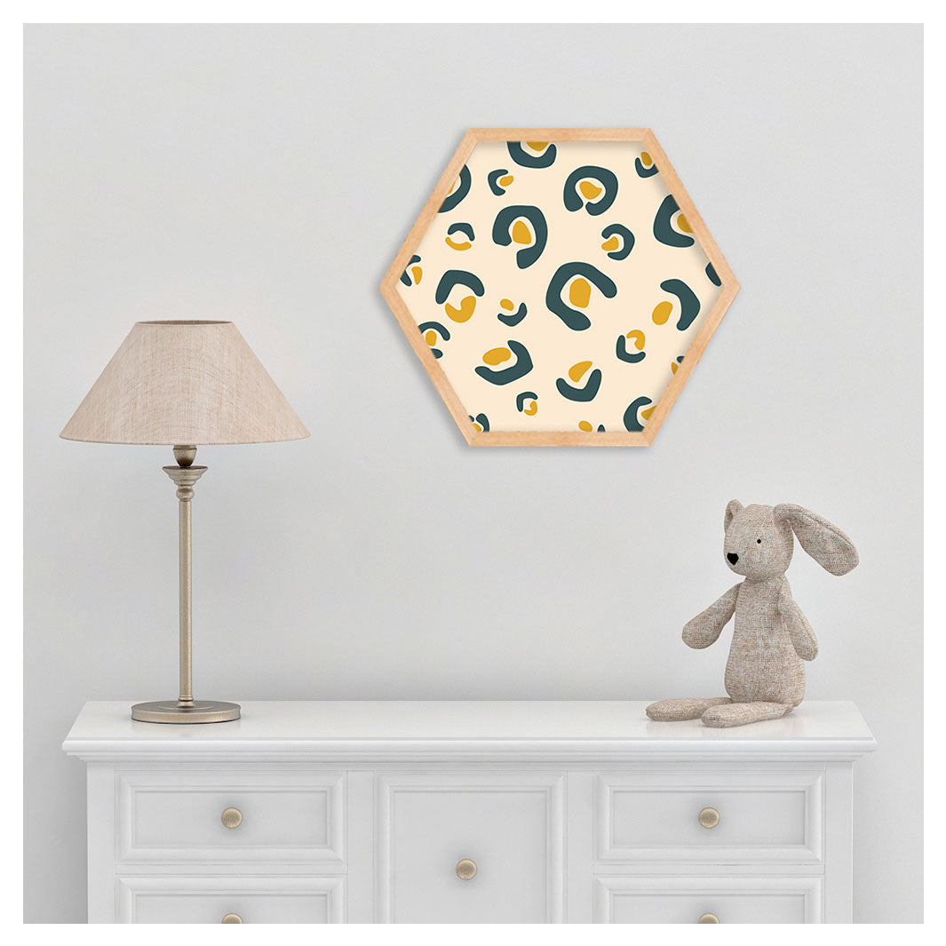 KIDS YELLOW LEOPARD PRINT PATTERN HEXAGON WALL ART