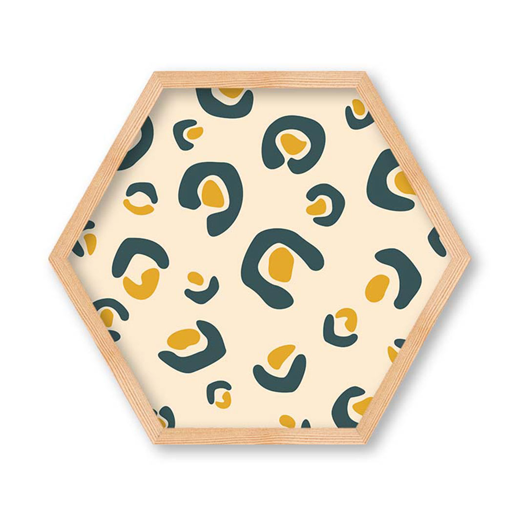 KIDS YELLOW LEOPARD PRINT PATTERN HEXAGON WALL ART