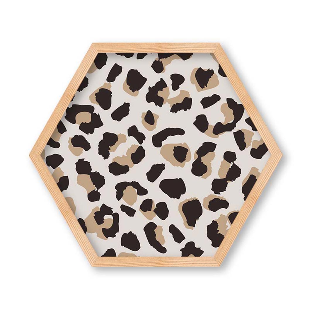 KIDS NATURAL BROWN LEOPARD PRINT HEXAGON WALL ART