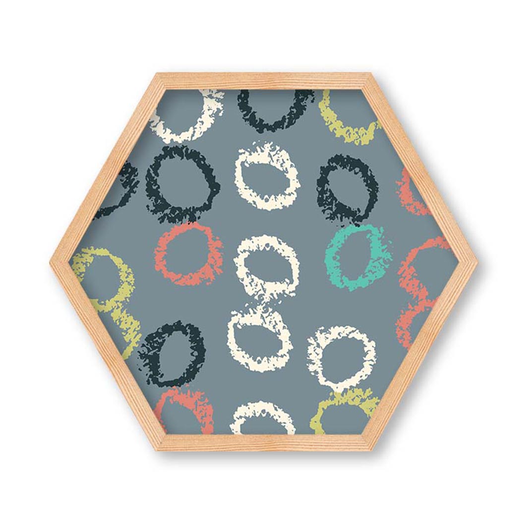 KIDS MULTI COLOR CHALK CIRCLE PATTERN HEXAGON WALL ART