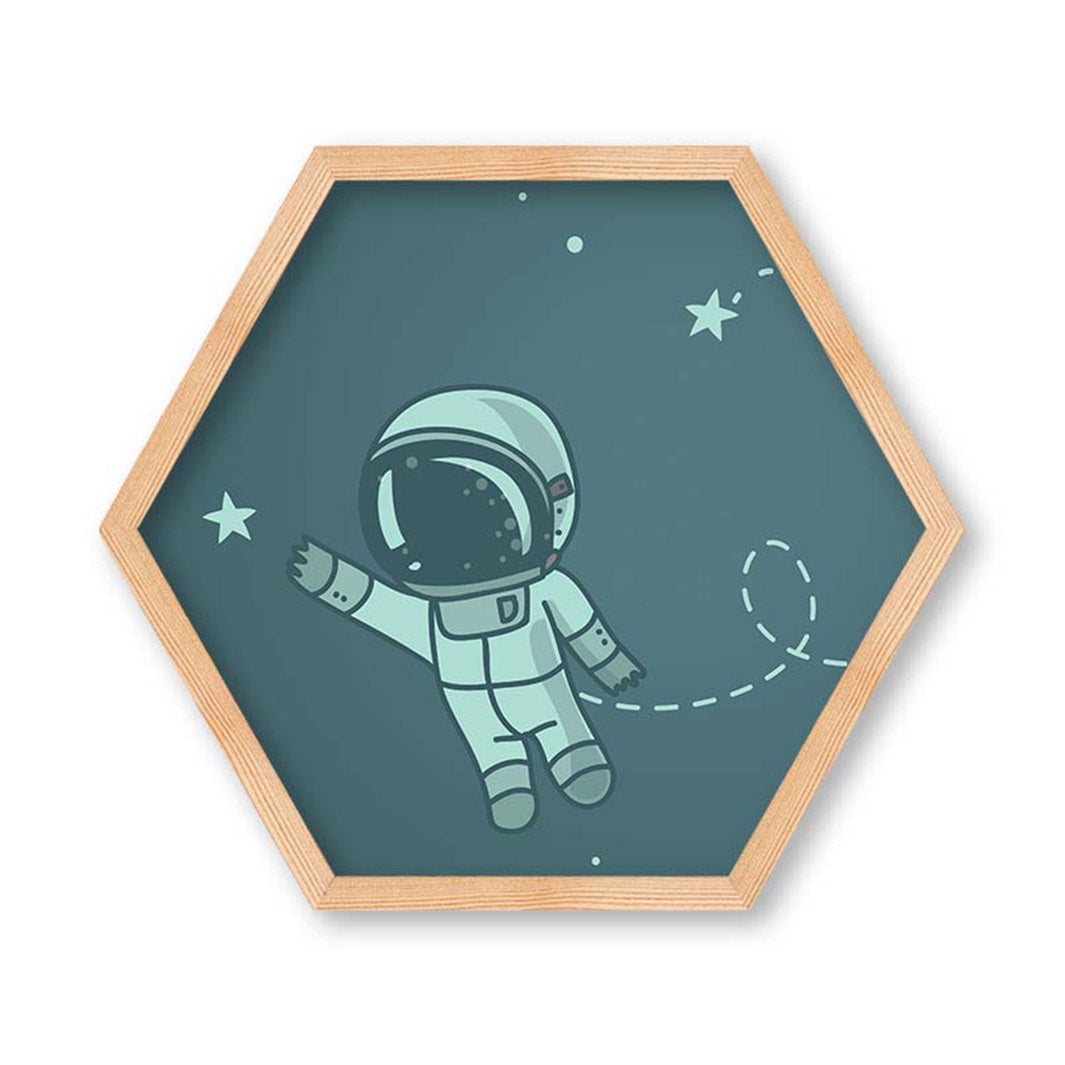 KIDS BLUE ASTRONAUT PATTERN HEXAGON WALL ART