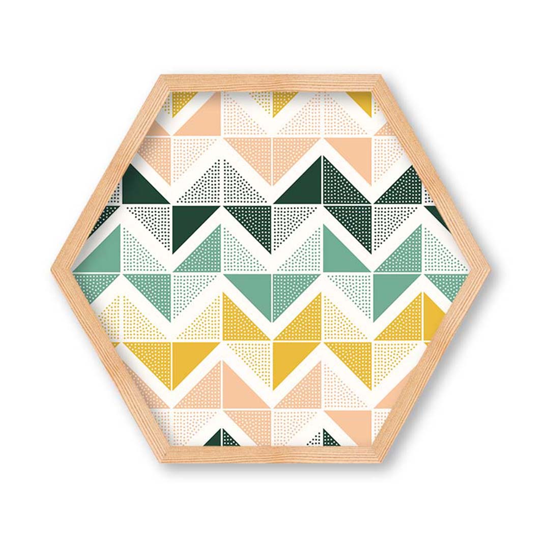 KIDS MULTICOLOUR GEOMETRIC TRIANGLE PATTERN HEXAGON WALL ART