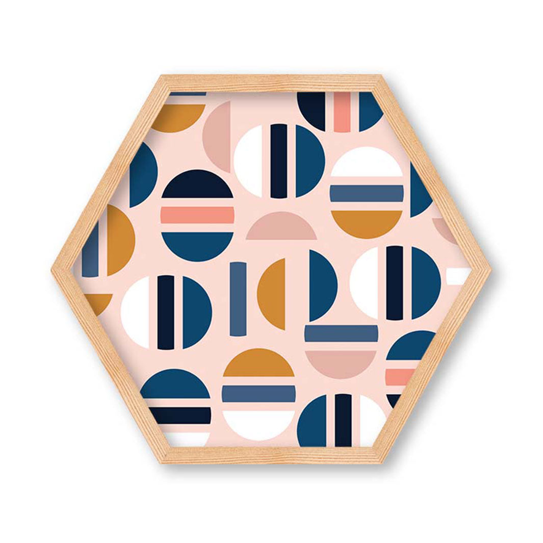 KIDS PINK GEOMETRIC CIRCLE PATTERN HEXAGON WALL ART