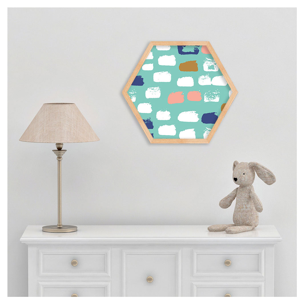 KIDS PAINT BRUSH PATTERN HEXAGON WALL ART
