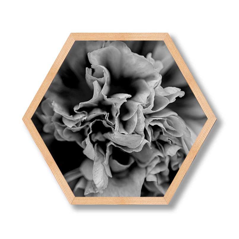 FLORAL BLACK AND WHITE PEONY PINE HEX