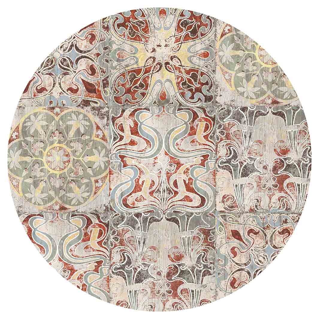 ANTIQUE FADED MOROCCAN TILE ROUND PLACEMAT