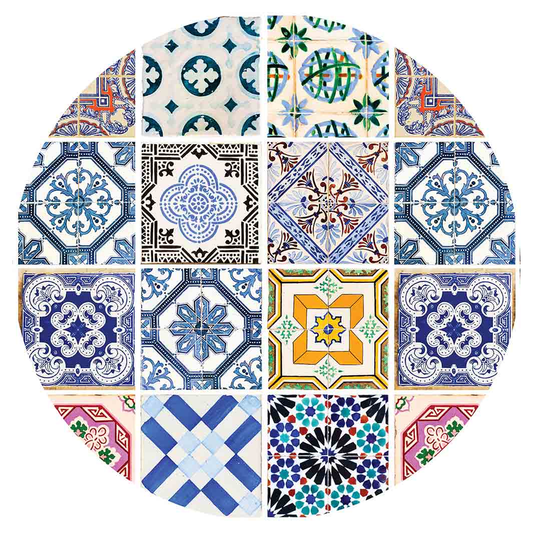 PATTERN BLUE COLOURFUL TILE ROUND PLACEMAT