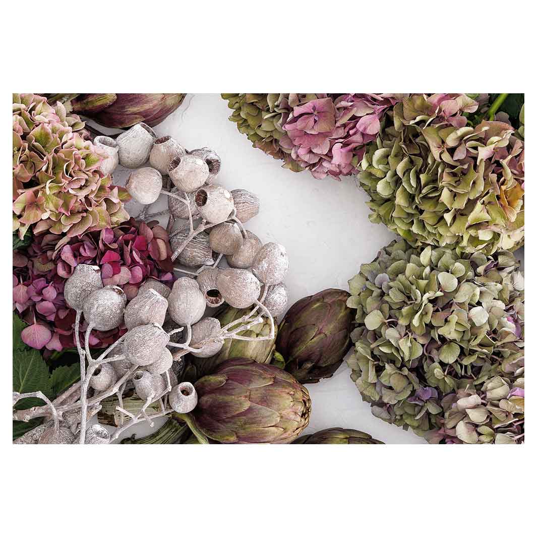 HYDRANGEA AND MUTED ARTICHOKES RECTANGULAR PLACEMAT
