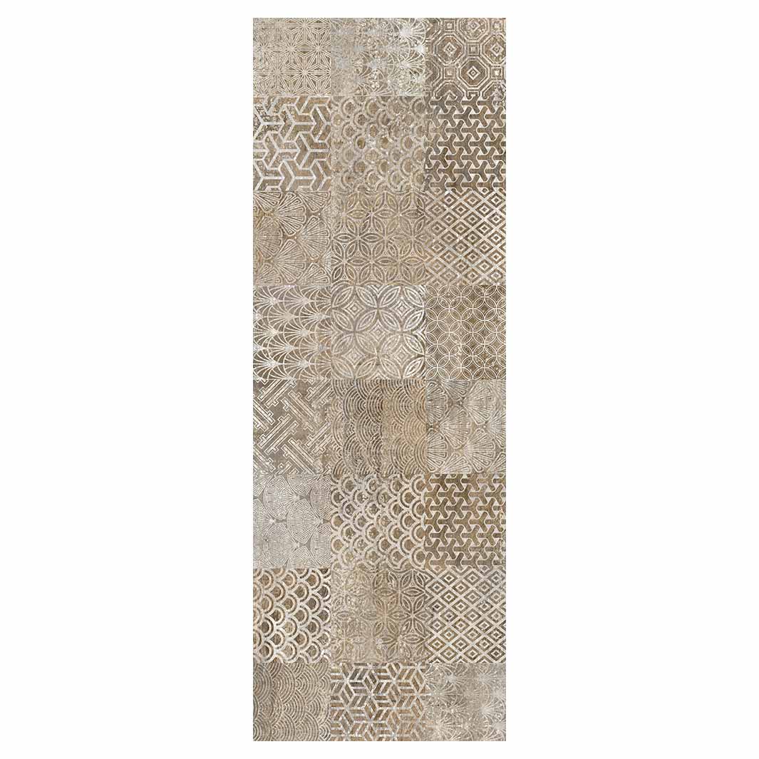 PATTERN BROWN MODERN TILE NATURAL RUNNER RUG