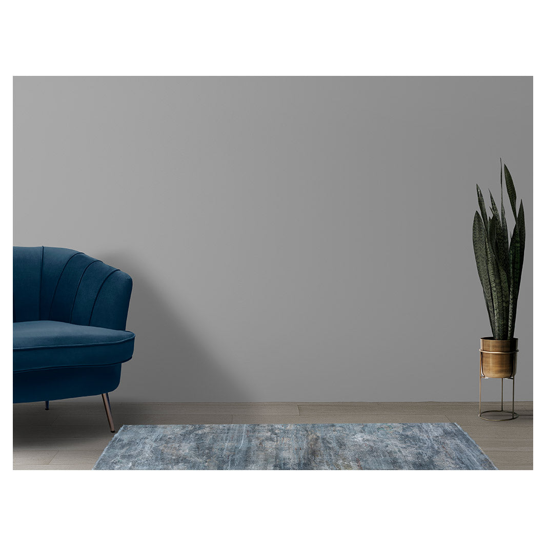 CONTEMPORARY BLUE CONCRETE AGED RUNNER RUG