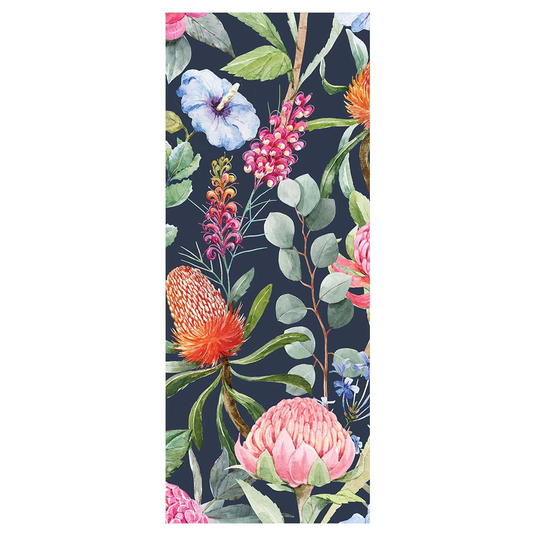 FLORAL NAVY MIXED FLOWERS WITH EUCALYPTUS LEAVES ROOM DIVIDER