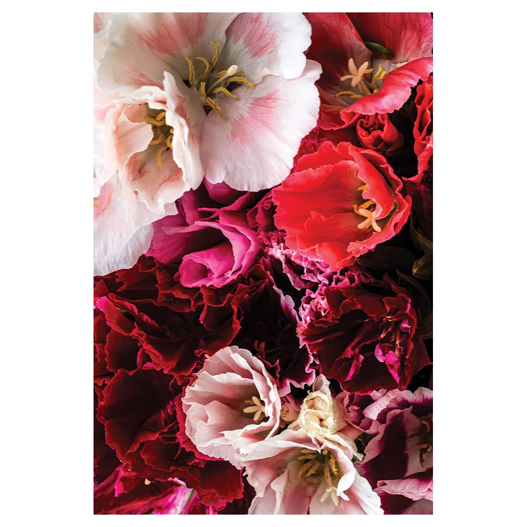 FLORAL PINK AND RED LISIANTHUS FLOWER MIX RECTANGULAR RUG