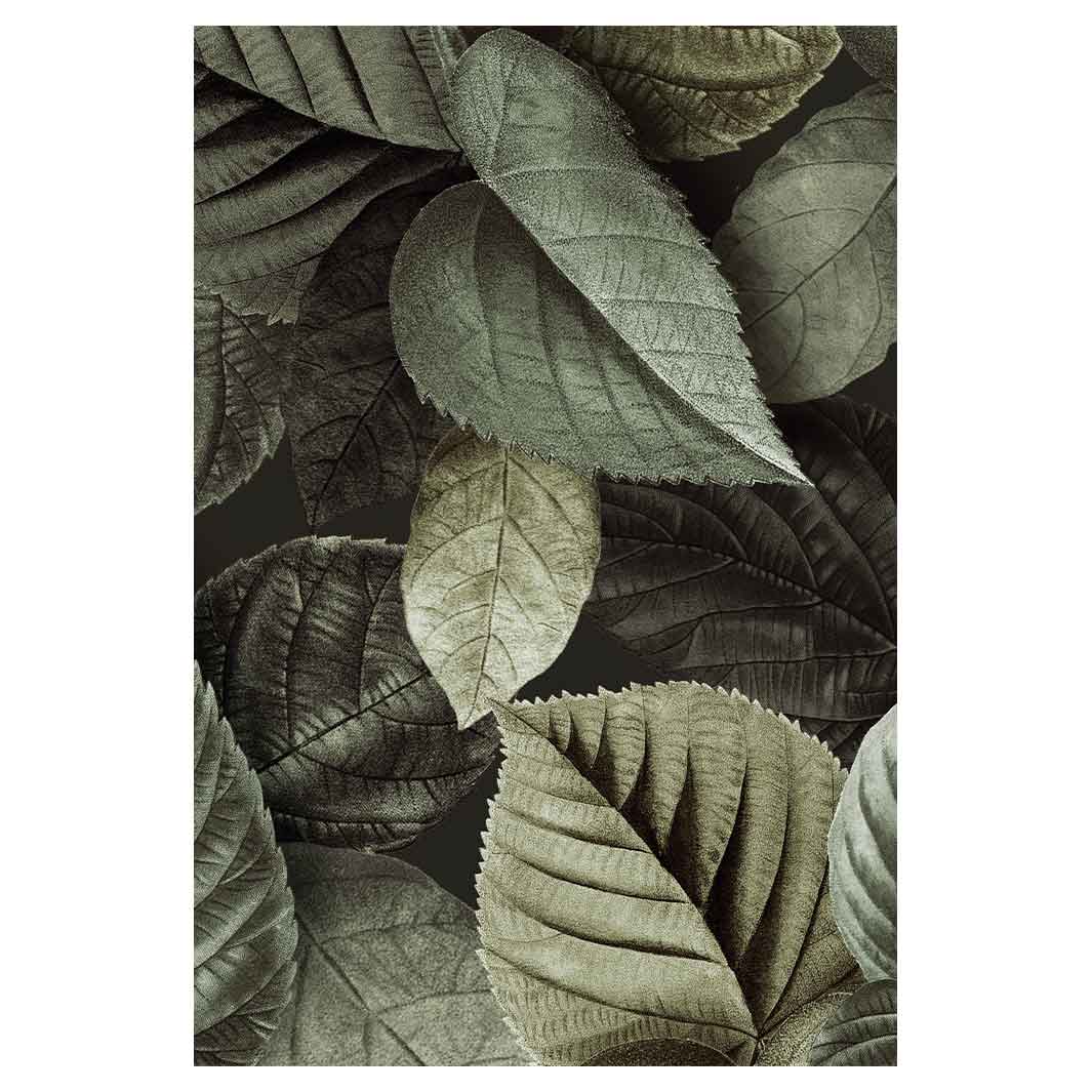 LEAVES GREEN MONOCHROMATIC LEAVES RECTANGULAR RUG