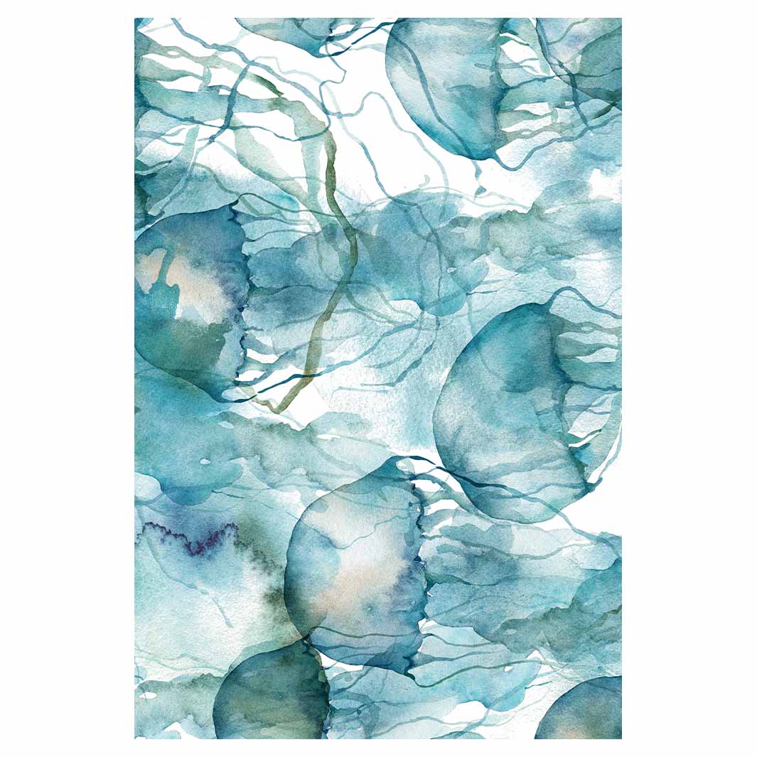 PATTERN BLUE OCEAN WATERCOLOUR JELLYFISH RECTANGULAR RUG