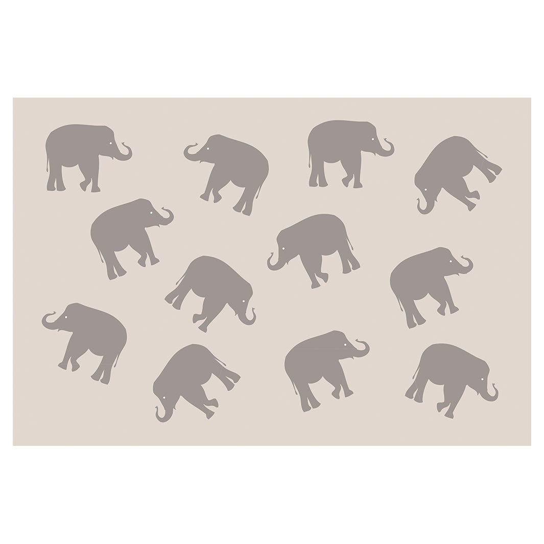 KIDS BEIGE AND BROWN ELEPHANT PATTERN RECTANGULAR RUG