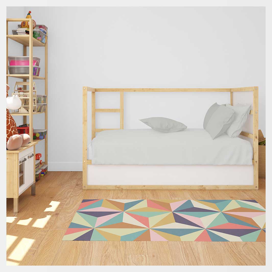 KIDS MULTICOLOUR GEOMETRIC DIAMOND PATTERN RECTANGULAR RUG