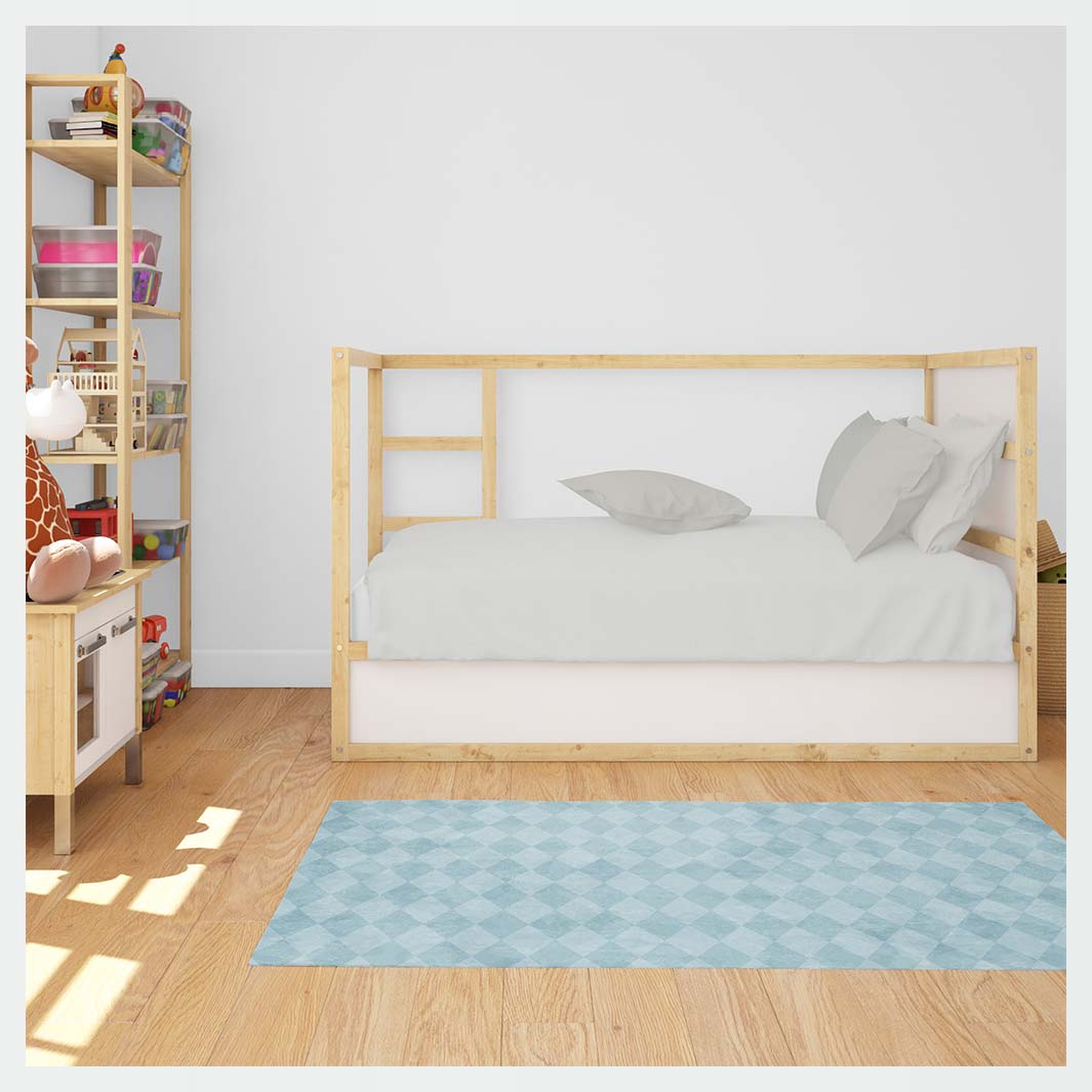 KIDS BLUE DIAMOND PATTERN RECTANGULAR RUG